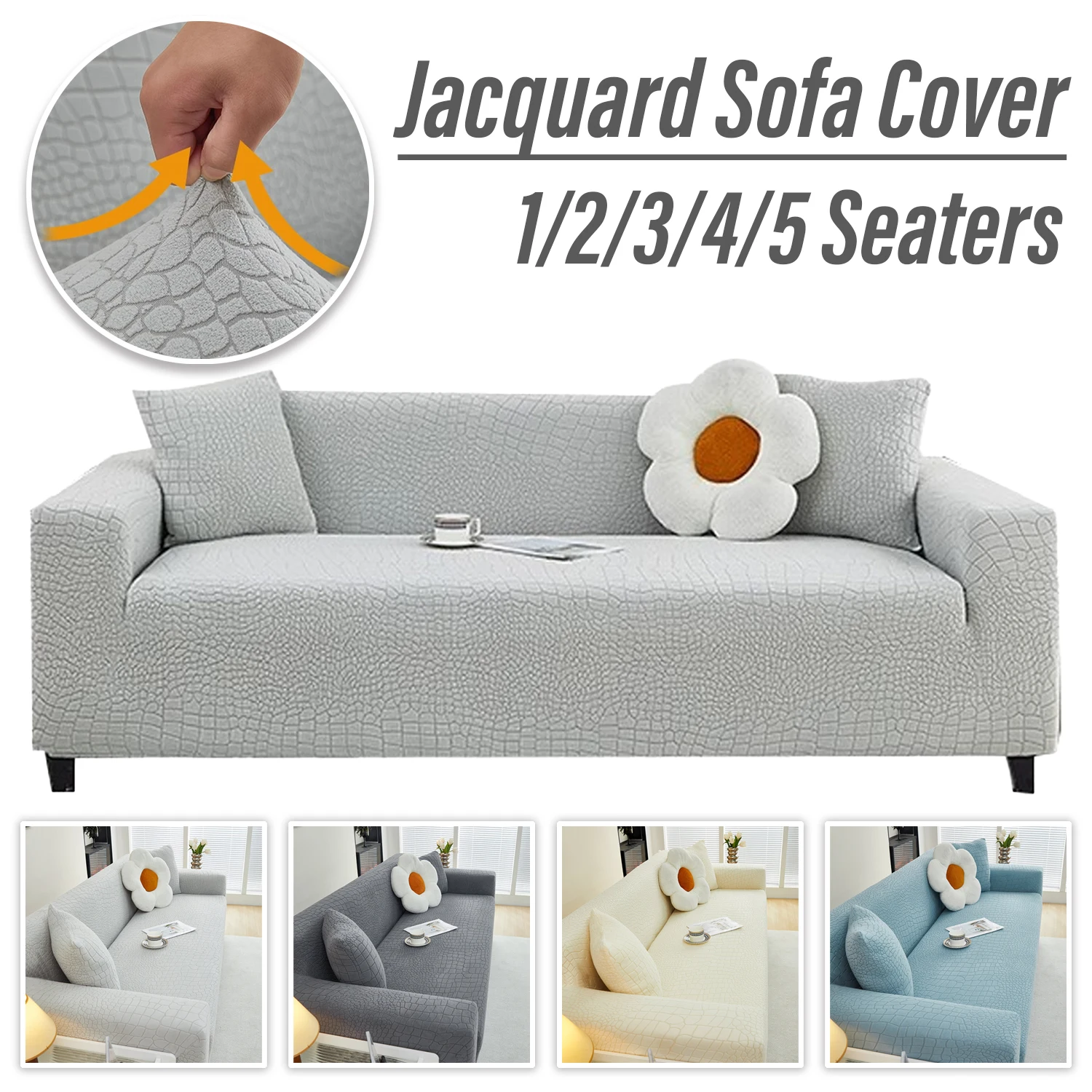 

1/2/3/4/5 Seaters Elastic Jacquard Fabric Sofa Cover Stretch Couch Cover Sectional L Shape Sofa Slipcover Corner Case for Home