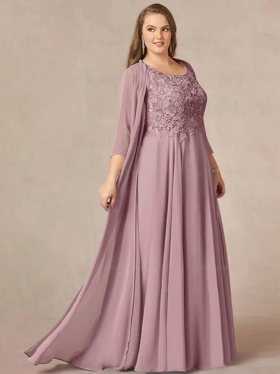 Due pezzi Plus Size abiti per la madre della sposa con giacca 2023 a-line abiti da festa di nozze abiti in Chiffon di pizzo Invitée Mariage