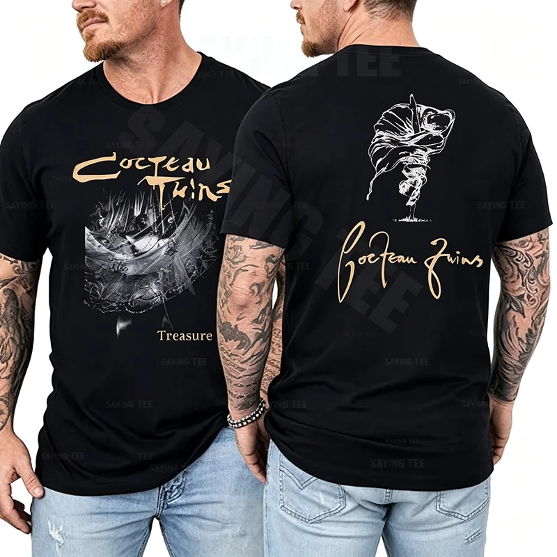 Cocteau Twins T-Shirt Treasure 4AD This Mortal Coil Gewaschenes Kurzarm-Baumwoll-Shirt für Herren mit Grafikdruck Vintage-Kleidung – Detail 4