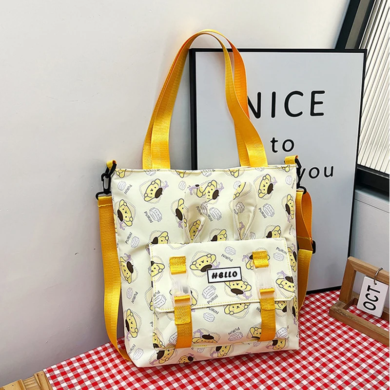 MINISO Sanrio Crossbody Bag Cartoon Cute Printed Shoulder Bag Kuromi Handbag Large Capacity Tote Bag