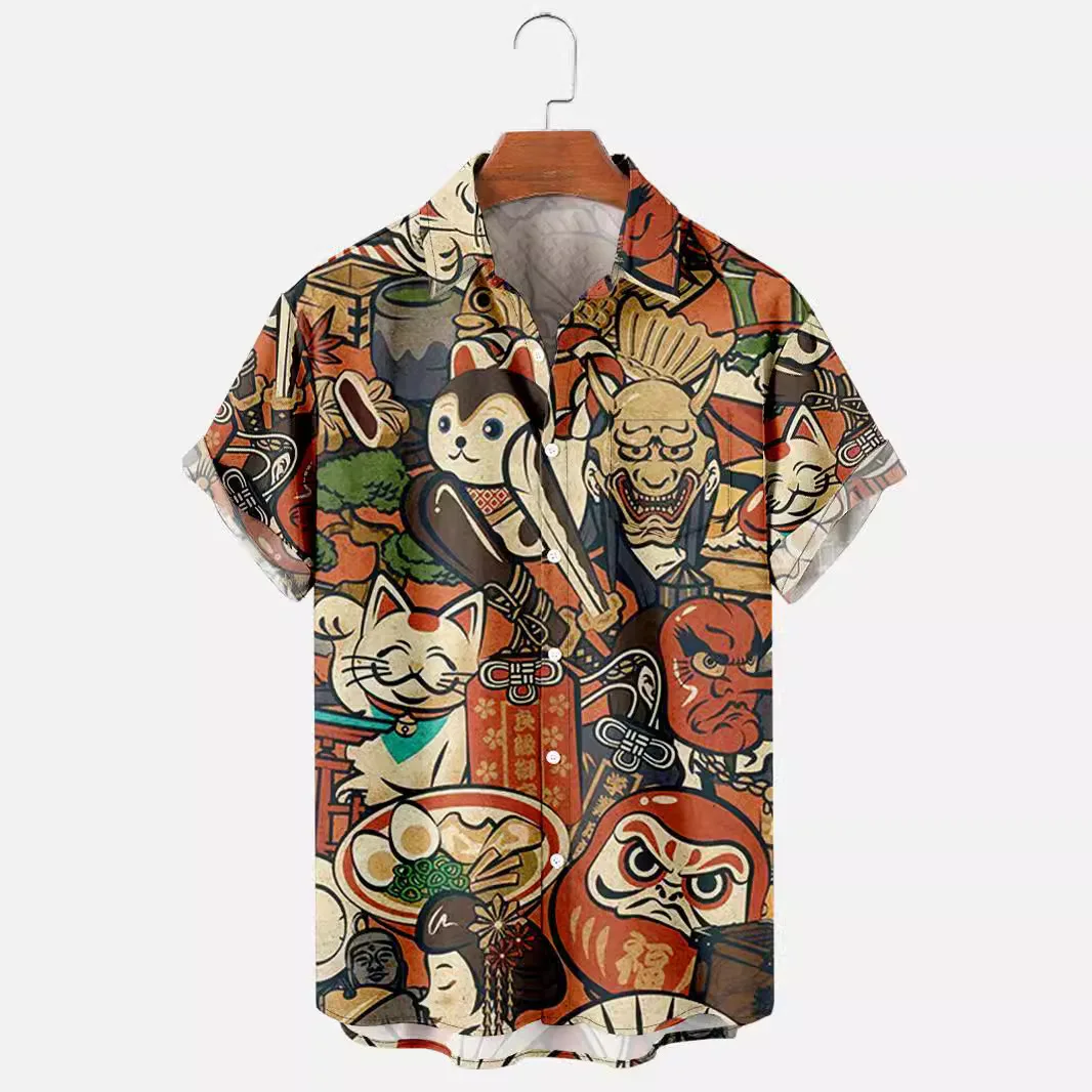 2026 Summer Retro Style Men's Fashion Casual Harajuku Hawaiian Shirt