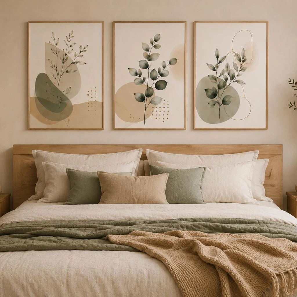 3pcs frameless Canvas Painting 3pcs/Set Modern Boho Botanical Wall Art Posters Warm Natural Tones Canvas Posters for Living Room