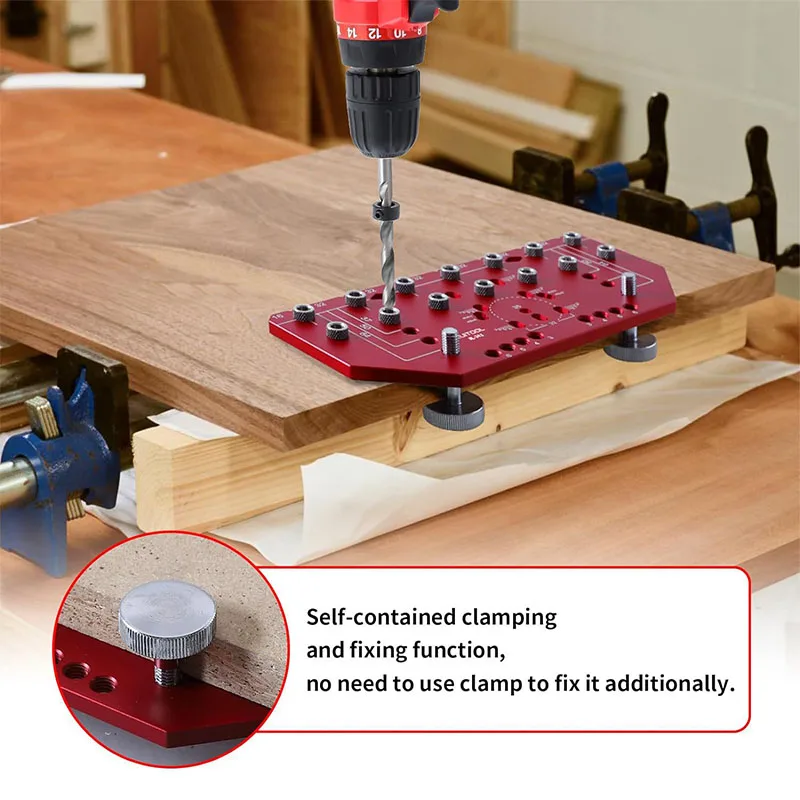 Shelf Pin Jig Set 35MM Aluminium Alloy 14-Holes Shelf Pin Drill Guide Hinge Locator for Cabinet Shelf Installation Tools