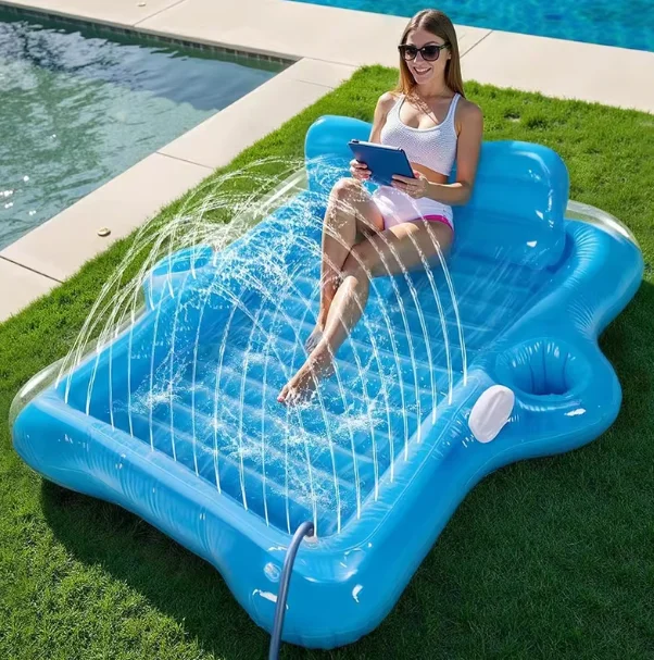 Inflatable Tanning Pool Lounger Float For Adults Sun Tan Tub Ice Bath Tub Tanning Bed Blow Up Pool Raft Lounge Floatie