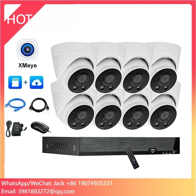 

4/8 Channel Cctv Poe Security Camera System 4k Full Color Night Vision Dome Ip Poe Nvr kit Home Security Camera System