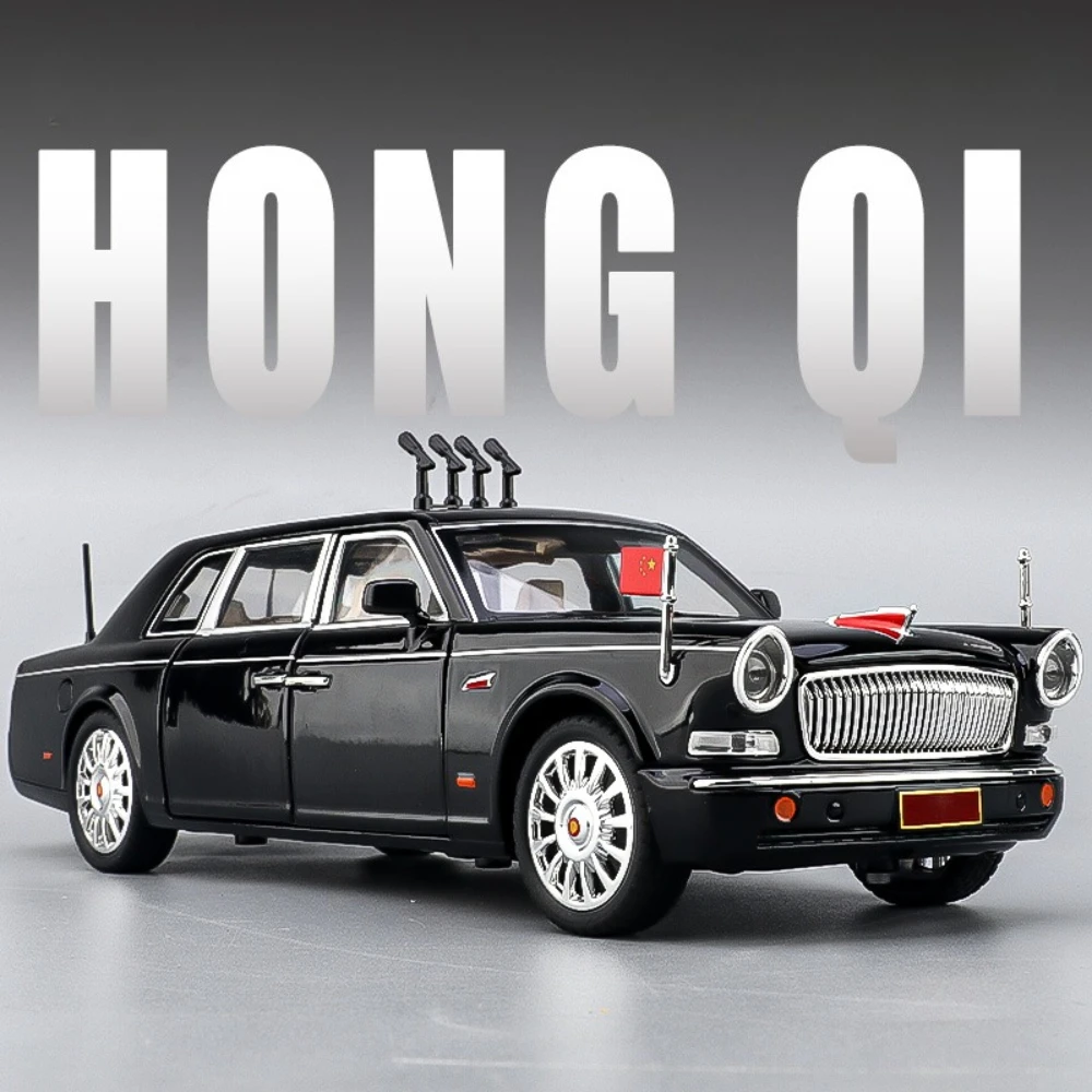 1:24 홍치 L5 E-HS9 자동차 합금 다이캐스트 장난감 모델 70주년 기념 군사 퍼레이드 차량 사운드 라이트 풀백 어린이 장난감 선물