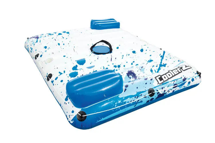 Custom double square floating island lounger water floating mat full   bed floating boat swimming pool toy