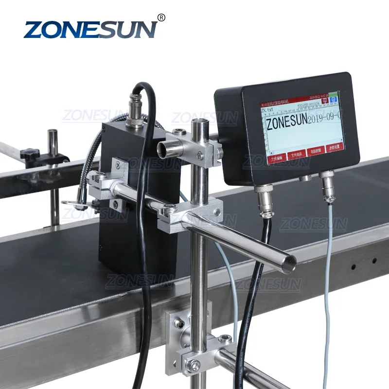 ZONESUN High Speed Touch Screen Online Inkjet Printer Logo Date Batch Number Digital Continuous Coding Printing Machine