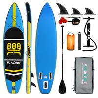 Funwater Inflatable Stand Up Paddle Board 11' 335cm Blue Stable SUP Kit 3 Fins Waterproof Bag SUPFW03B