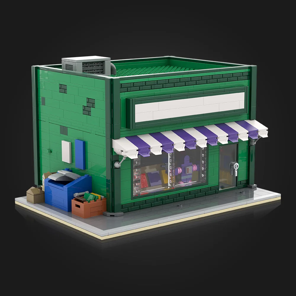 MOC Movie Street View The Androids Dungeons Baseball Cards Shop Building Blocks Model Bricks diy Assembled Toy Children Gift