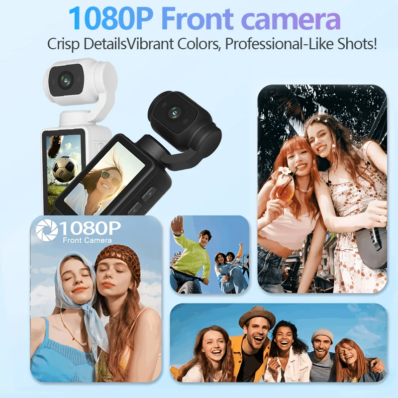 

Карманная экшн-камера 1080P, портативный ручной и носимый видеорегистратор, 180° ° Поворотный объектив, аккумулятор 2000 мАч, в комплекте SD-карта на 32 ГБ