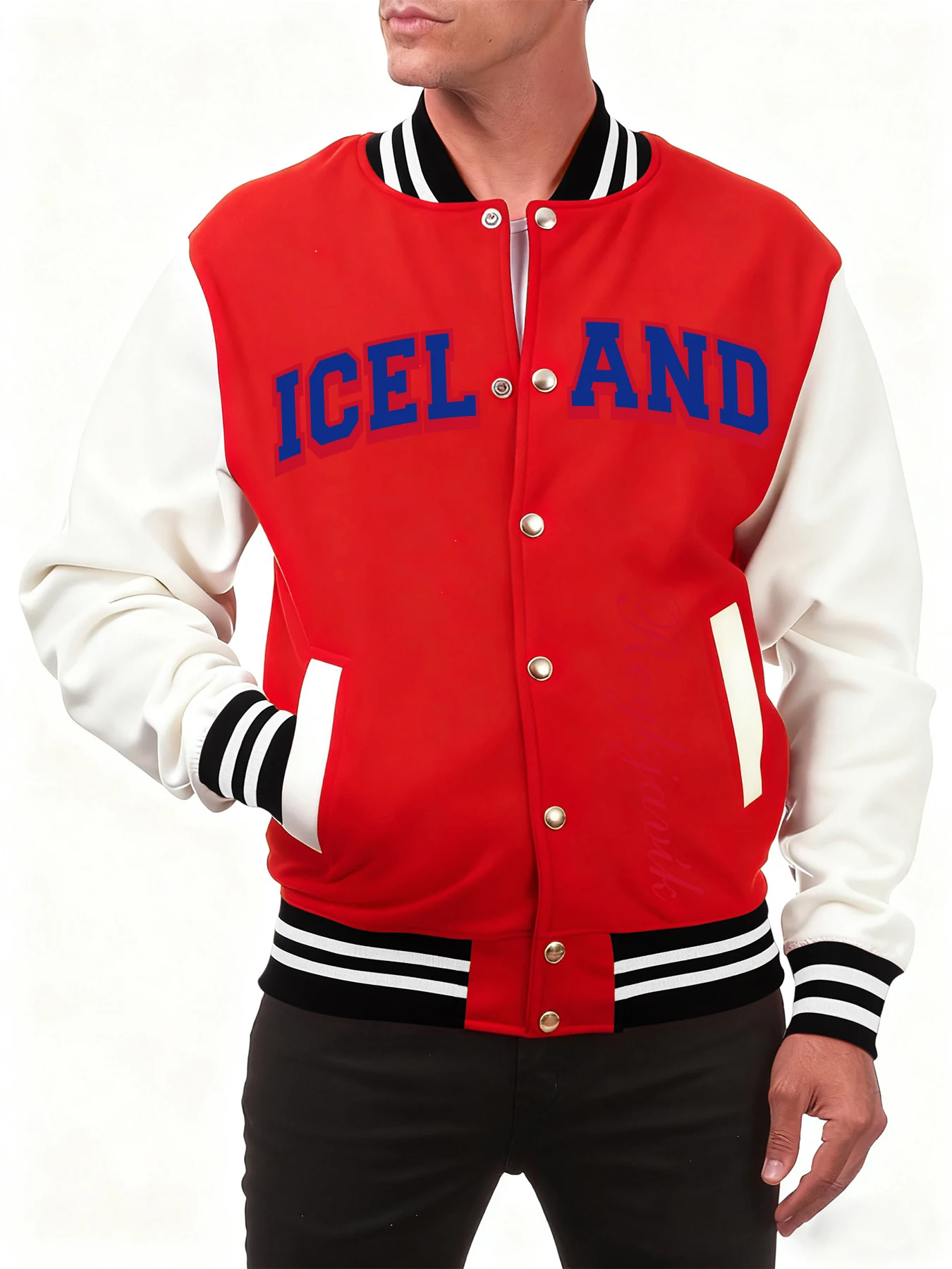 

Iceland National Letter Print Men Streetwear Hip Hop Button Jacket Casual Oversize Baseball Jersey Fashion Autumn Top For Male