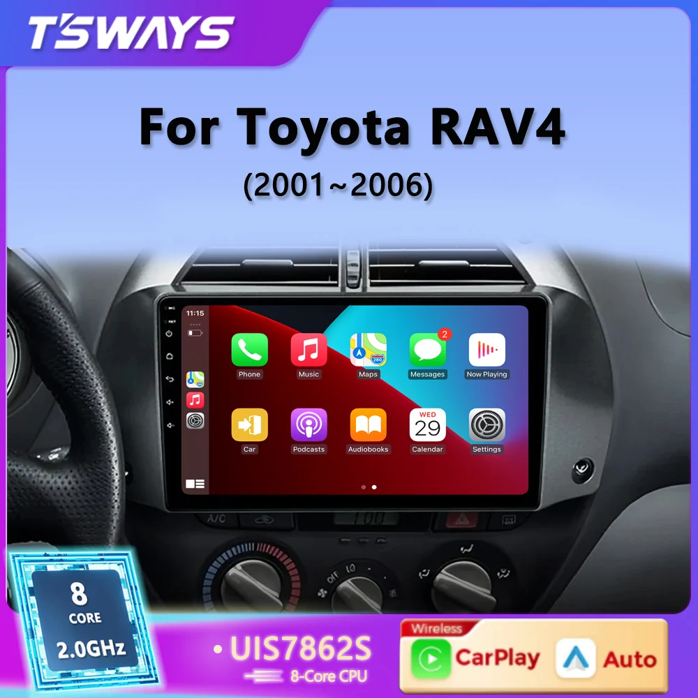 Tsways Android 12 Radio GPS Multimedia Player Carplay For Toyota RAV4 Rav 4 2001-2006 Android Auto DSP Car Stereo No 2 Din DVD