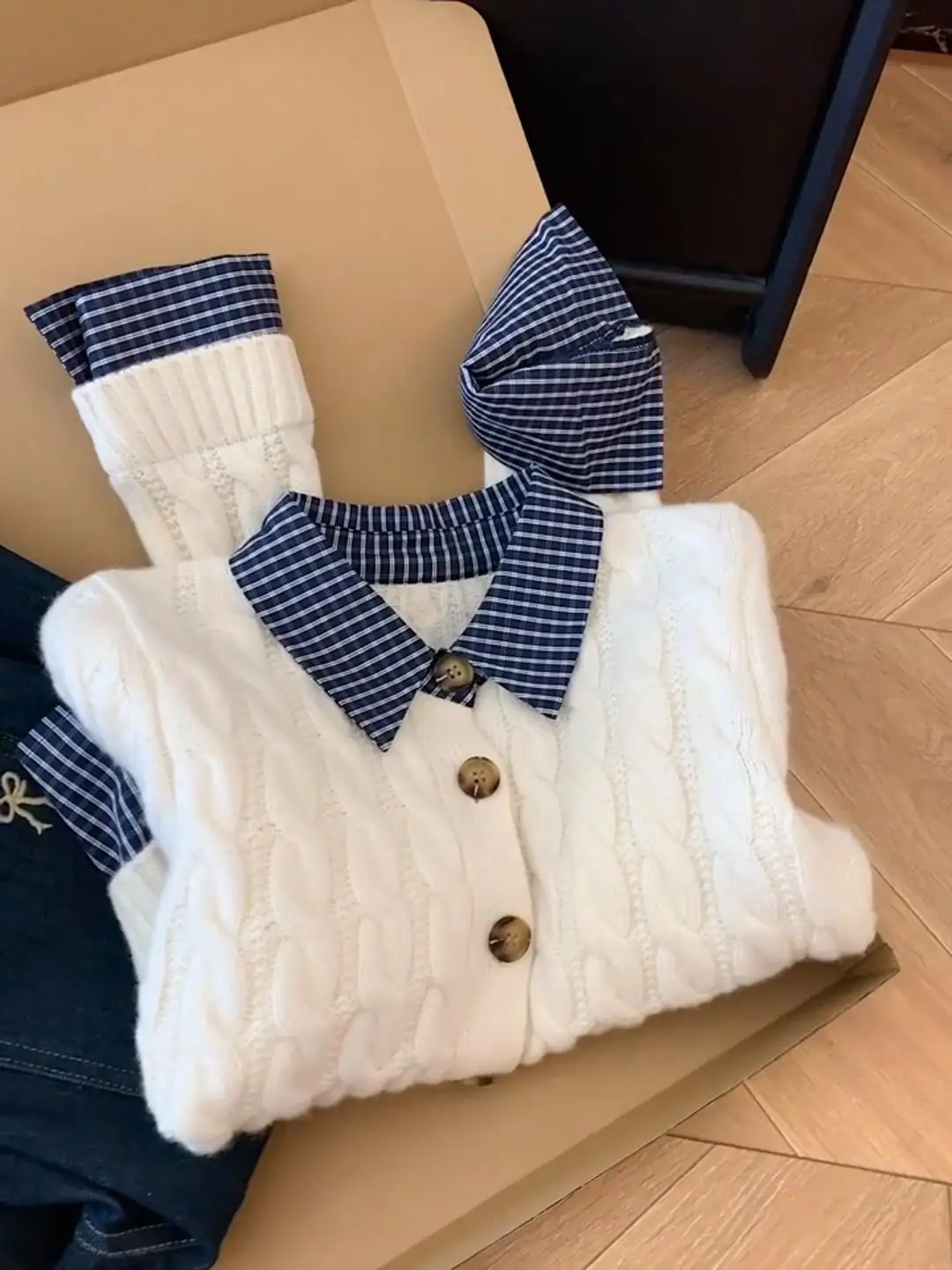 

Корейский свитер из двух предметов, женский осенне-зимний базовый слой, вязаный открытый кардиган, верхняя одежда Faion Commu...