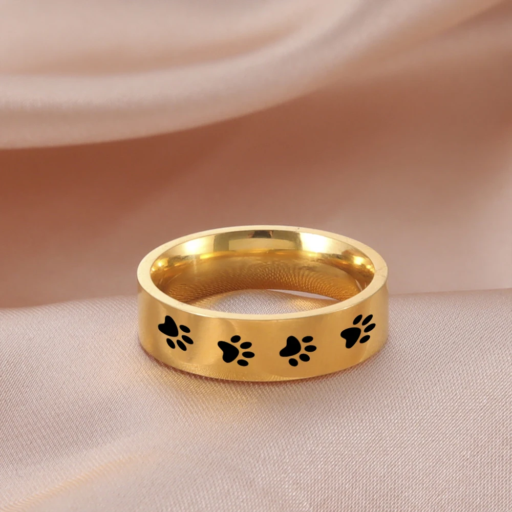 Dog Paw Finger Rings Jewelry New Simple Couple Ring for Lover\'s Stainless Steel Women Men Wedding Valentine\'s Day Gift Dropship