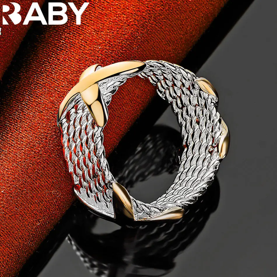 

URBABY 925 Steling Silver Gold X Engagement Ring For Men and Women Fashion Jewelry Noble Grace Wedding Accessories