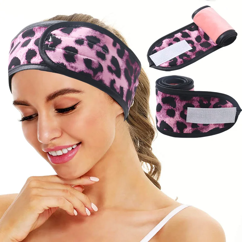 11Colors Multiuse Adjustable Wide Hairband Leopard Solid Print Convenient Yoga Spa Sport Shower Makeup Wash Cosmetic Headwear