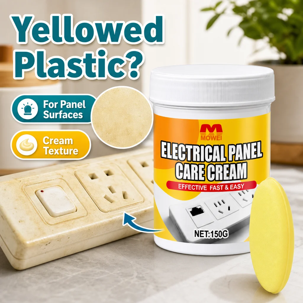 Electrical Panel Care Cream 150g with Sponge, Wall Socket Switch Plate Cleaning Cream, Removes Stain Scuff Marks for Home Outlet