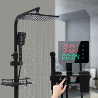 Hot Cold Shower System Bathroom LED Digital Shower Set Wall Mount Smart Thermostatic Bath Faucet Square Head SPA Rainfall