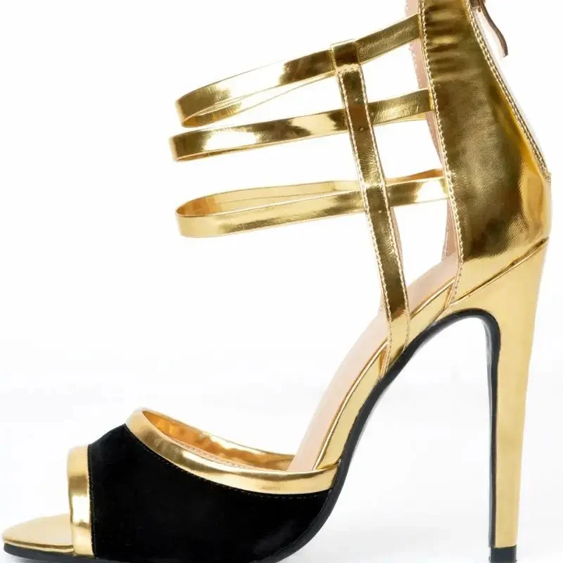 Moraima Snc Sexy Peep Toe High Heel Shoes Mixed Colors Gladiator Sandal Thin Heels Shoe Metallic Gold Leather Sandal Women