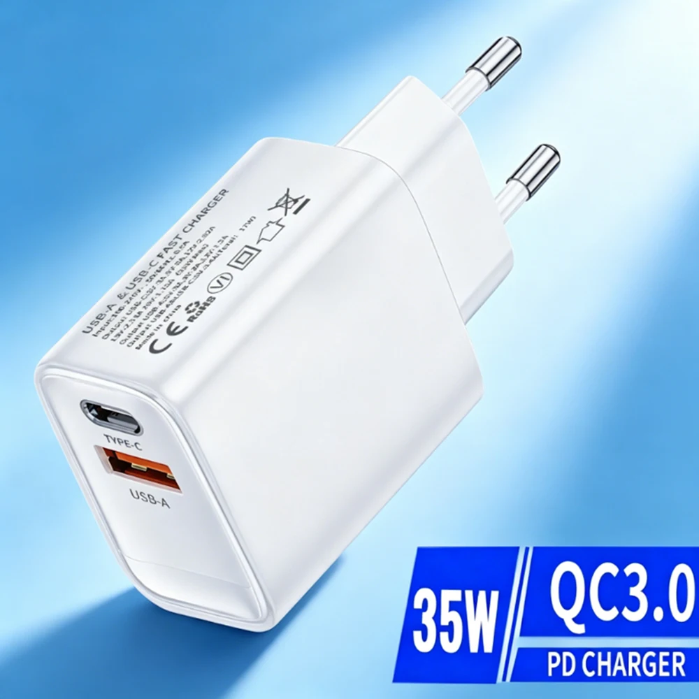 35W USB C Charge Fast Charging Type C Phone Charger Adapter EU US Plug For iPhone 14 13 Samsung Xiaomi Huawei Qucik Wall Adapter
