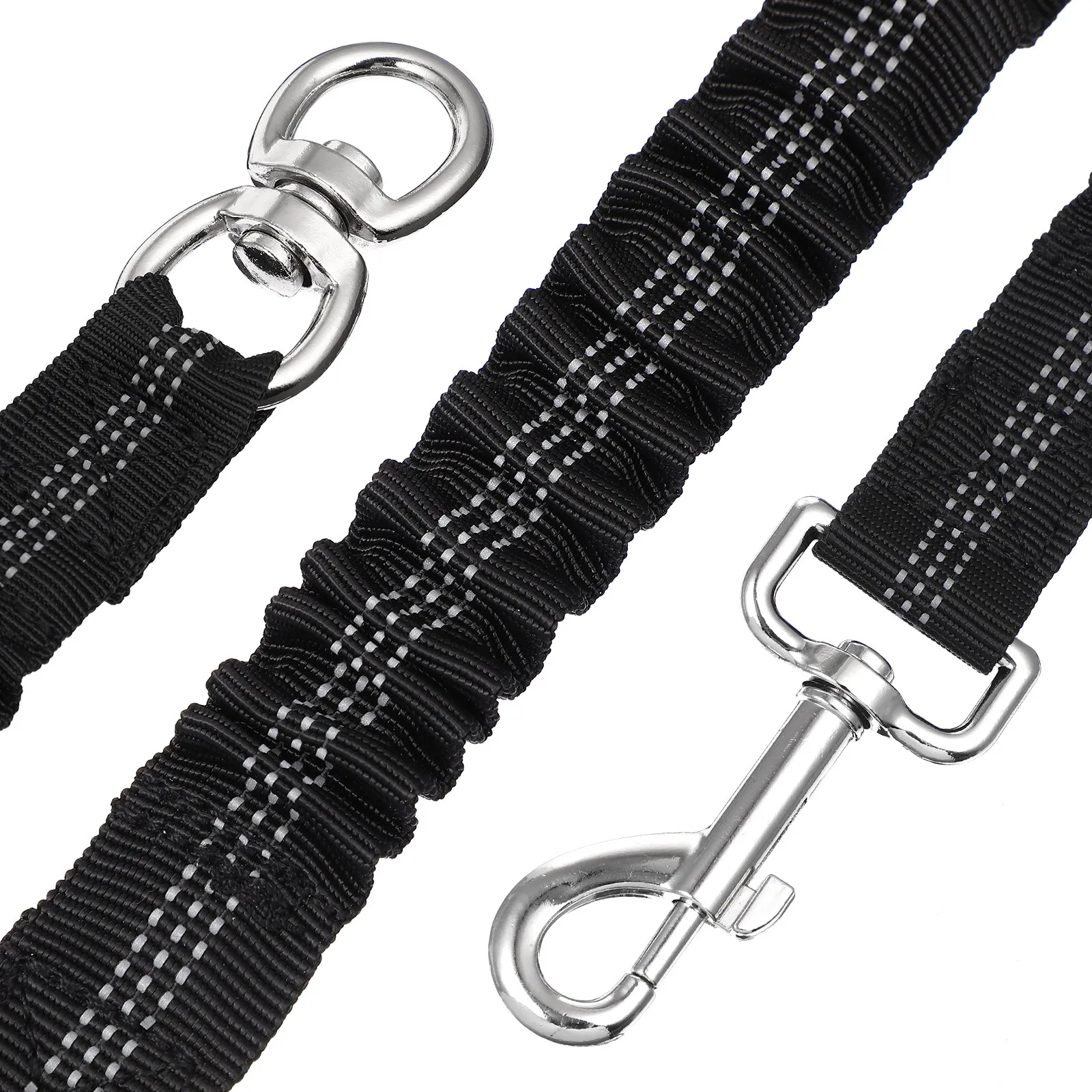 Sturdy Lightweight Reflective Dog Walking Extension Leash Nylon Bungee Elastic Lead for Small Medium Dogs Jogging Training