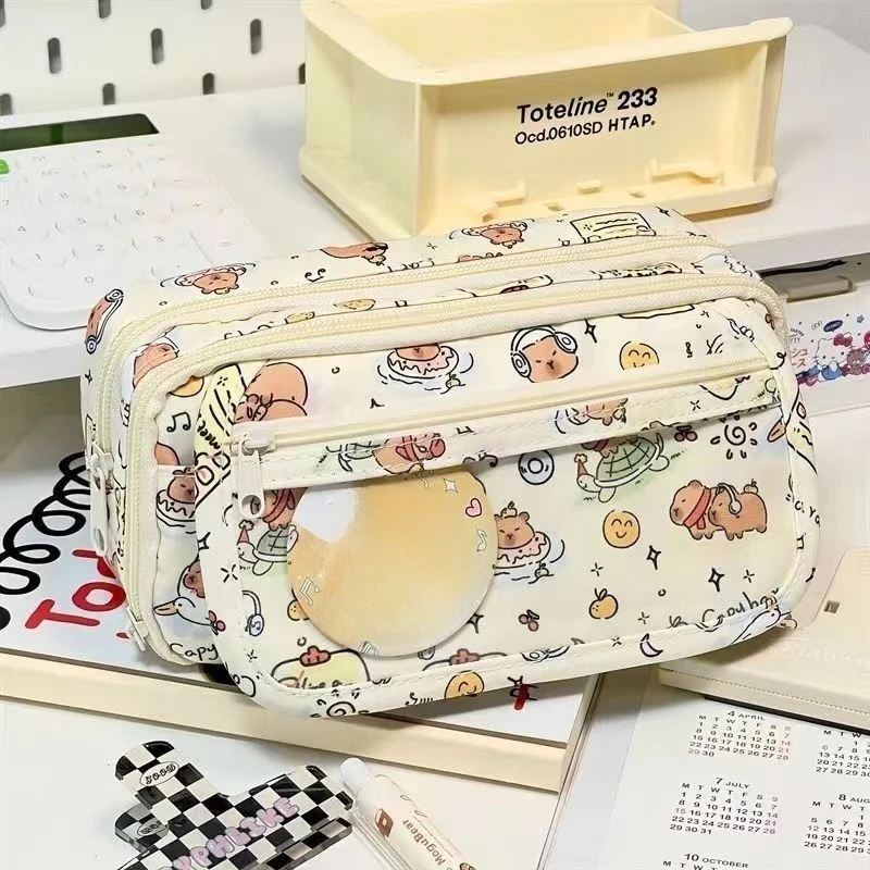 かわいい漫画鉛筆ケース学生漫画アニメクリエイティブ鉛筆バッグ大容量文具収納袋化粧品バッグ