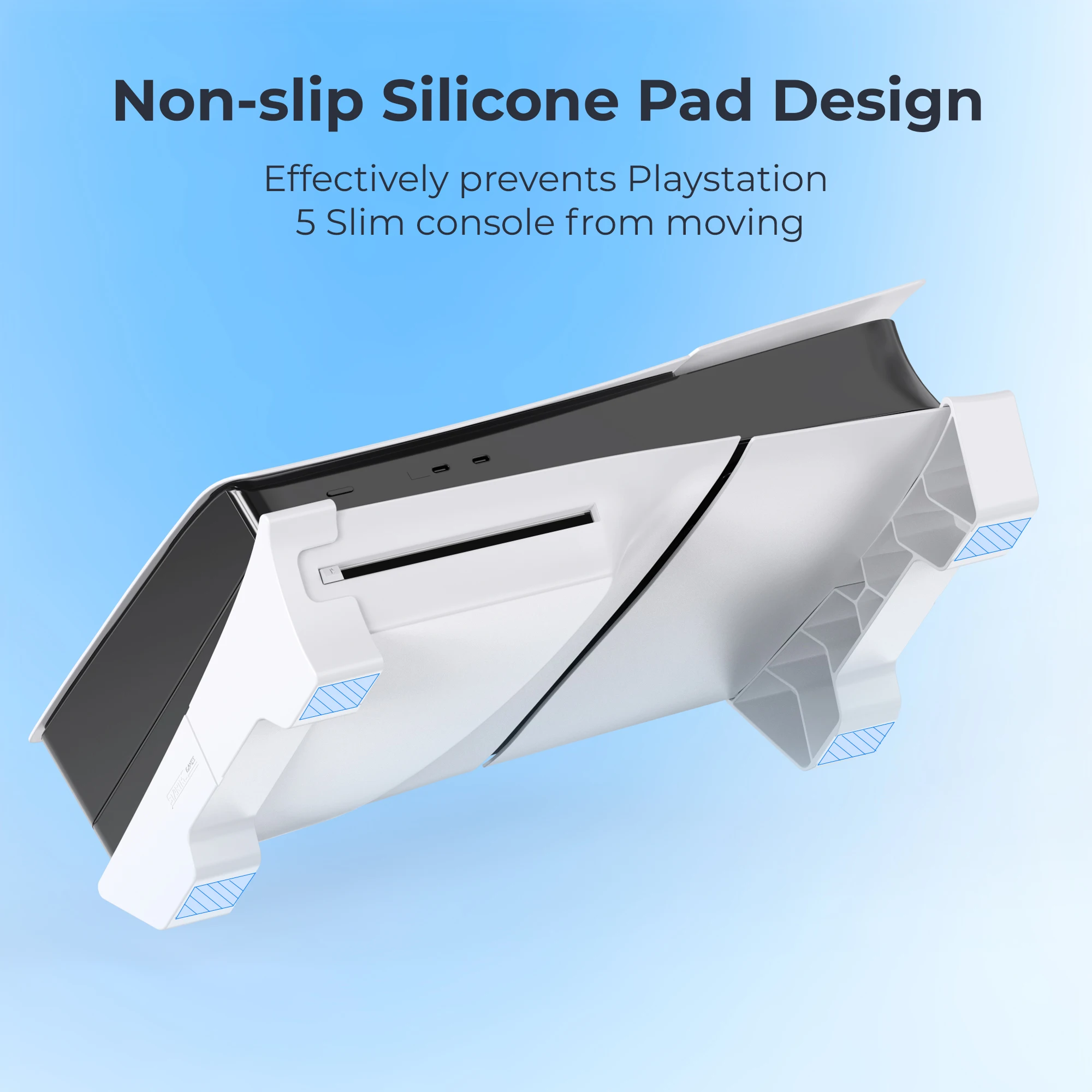 Horizontal Stand for PS5 Pro/PS5 Slim Console, Flat Base Stand Stable Accessories for PlayStation 5 Slim/Pro Disc & Digital Edition (Not for PS5) - view 5