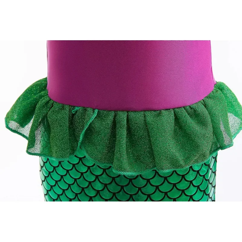 Robe de Princesse Sirène Ariel pour Fille, Costumes de ixd'Anniversaire, Robes, Vêtements à Thème de Carnaval pour Enfants