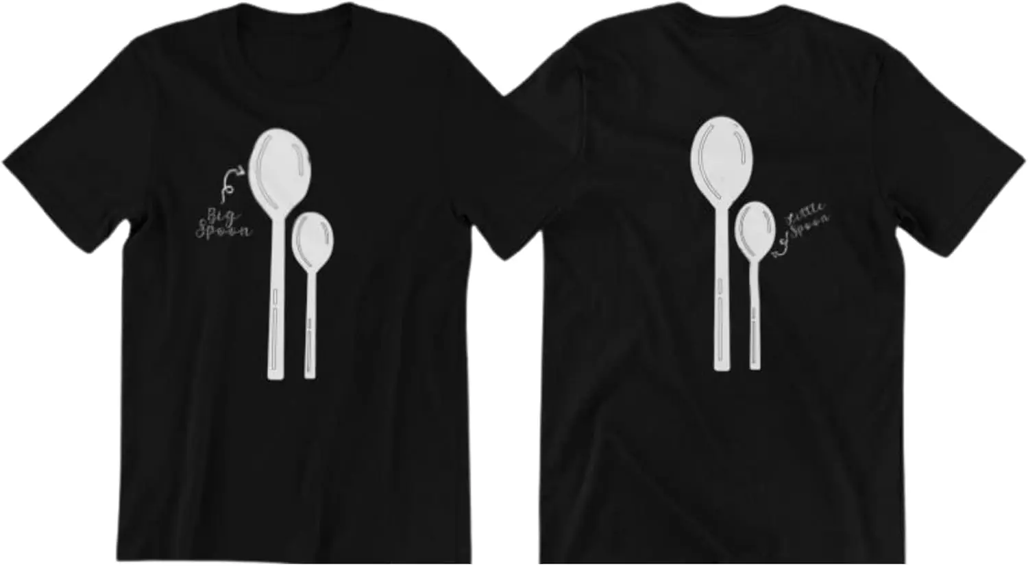 His And Hers Big Spoon Little Spoon Matching Shirts Graphic Couple Crew Neck T-shirt