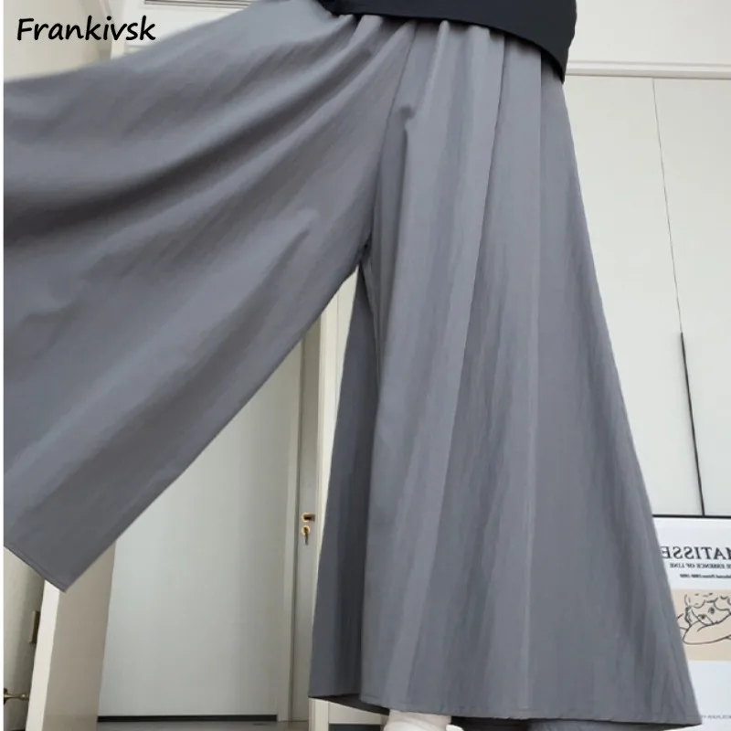 Wide Leg Pants Women Summer Korean Style High Waist Sheath Fashion Solid Simple Cozy Breathable Chic Design Streetwear Casual