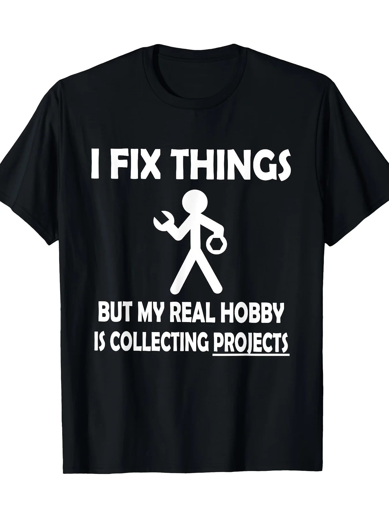 Handyman-Themed Fun T-Shirt: Main Job Is Repairing Things, Secondary Job Is Collecting Items for Transformation