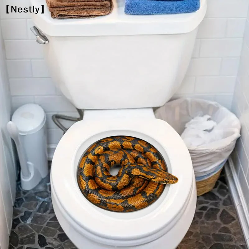 Realistic 3D PVC Python-themed Toilet Seat Sticker Self Adhesive Bathroom Decals Home Decor〔Nest〕