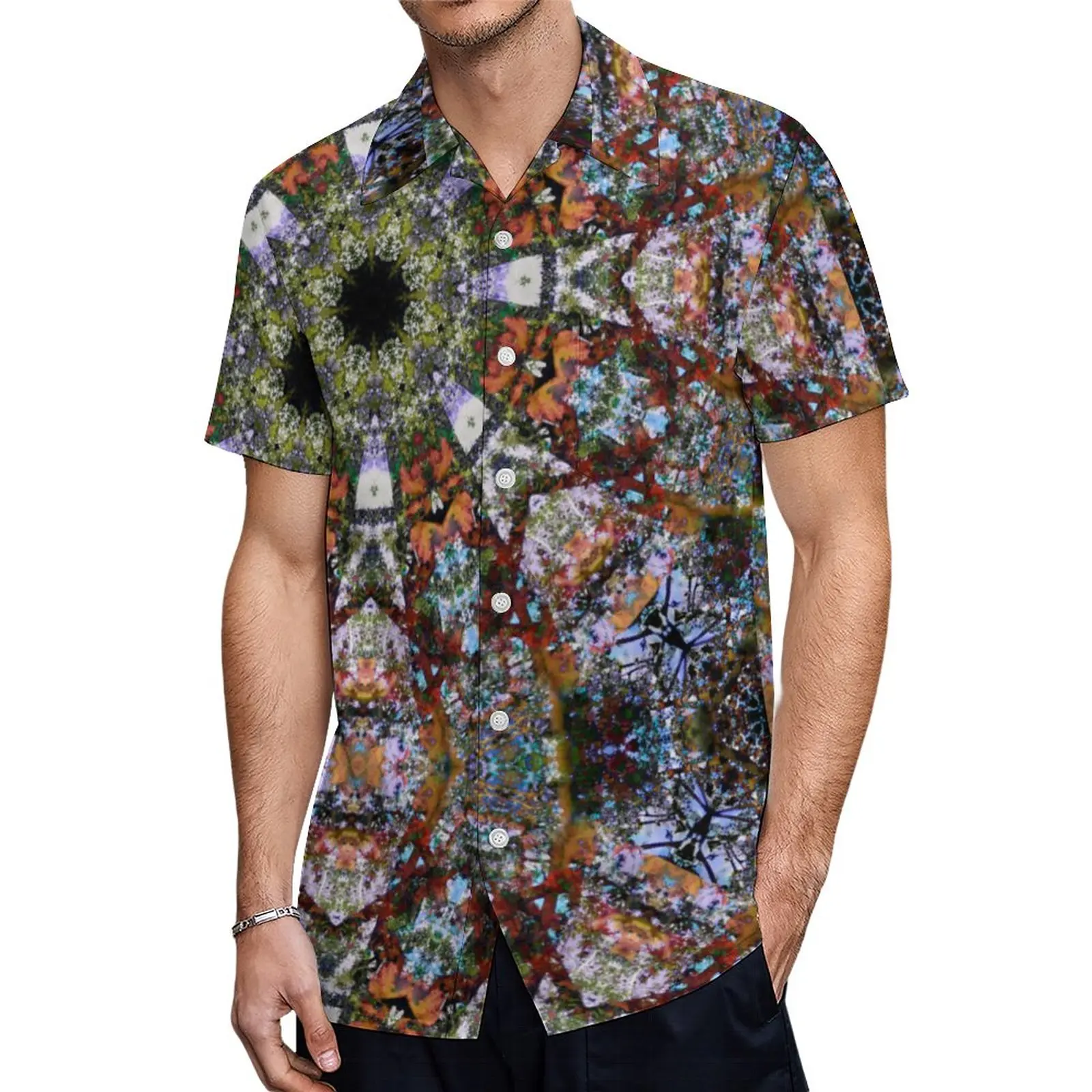 

Men's Oversized Hawaiian Short Sleeve Lined Vintage Social Top Printed Harajuku Flowers Casual Vintage Men's Lapel Shirt