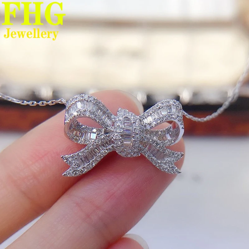 

Natural Real Diamond 0.6Ct 18K White Gold Diamonds Necklcae Ladies Birthday Gift Party Wedding Jewelry