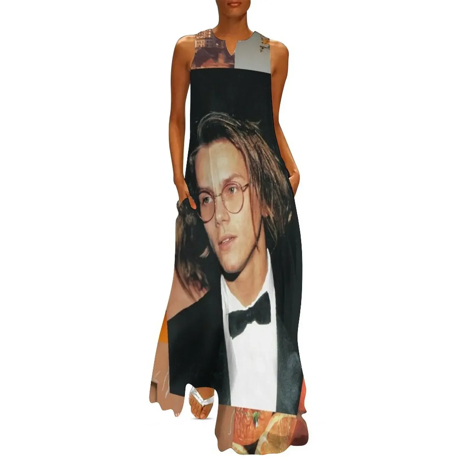 

River Phoenix Orange Aesthetic Long Dress long sleeve dresses womens clothing dress summer party dresses woman Dress