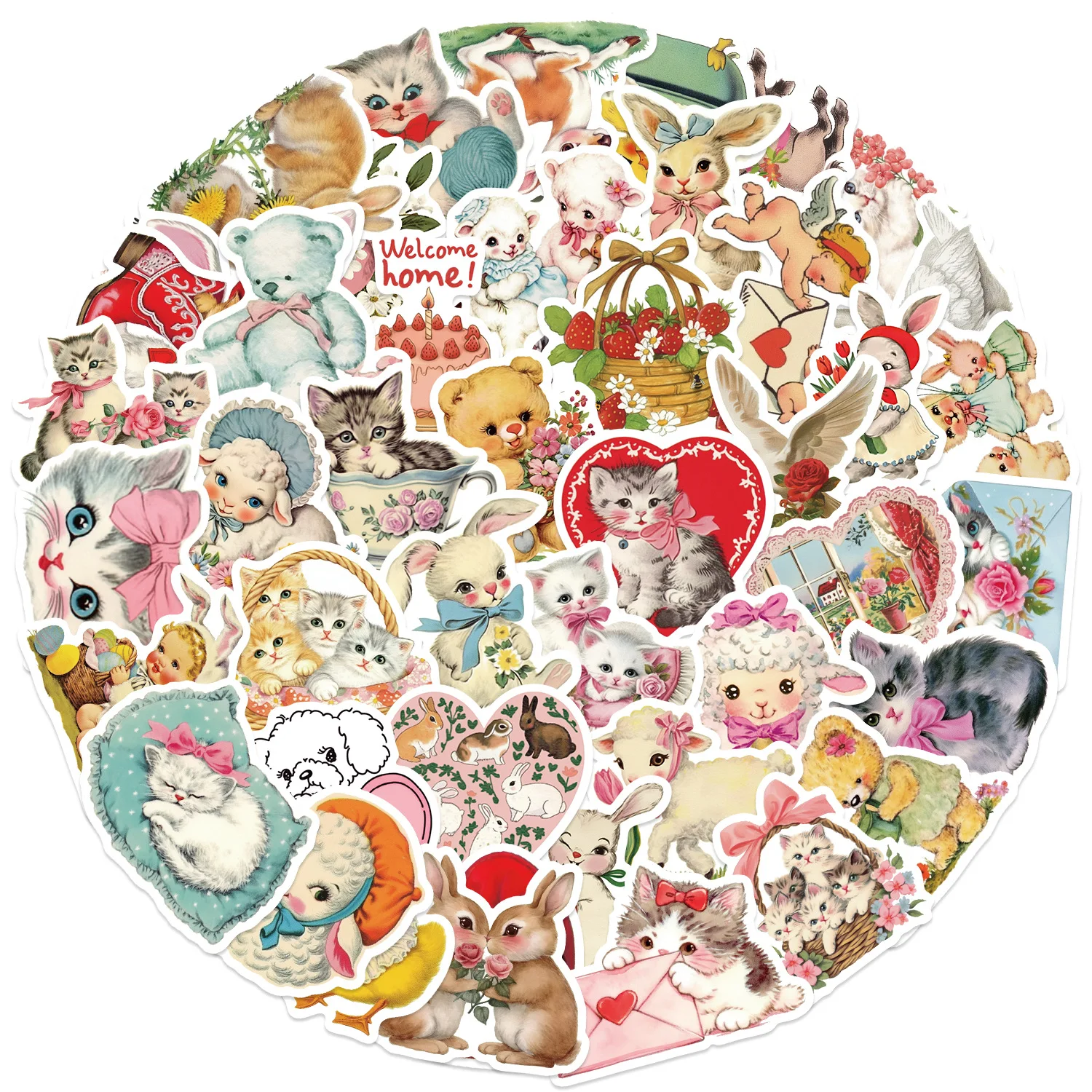 

10/30/50pcs Vintage Animals Clipart fashion Stickers For Suitcase Laptop Luggage Fridge Phone Car Styling DIY Decal stickers