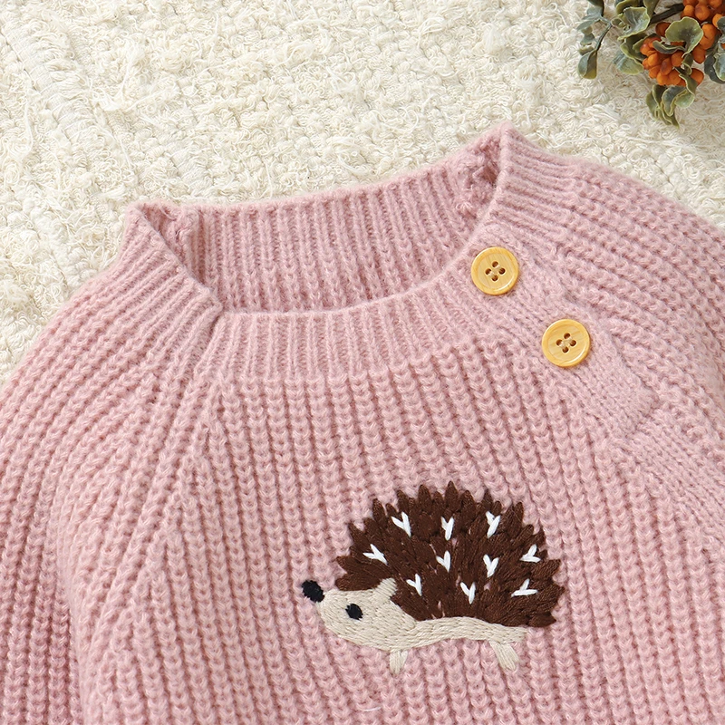Baby Girls Sweaters Tops Spring Autumn Pink Casual Long Sleeve Newborn Infants Toddler Crew Neck Knitwear Pullovers 1-3Y Clothes