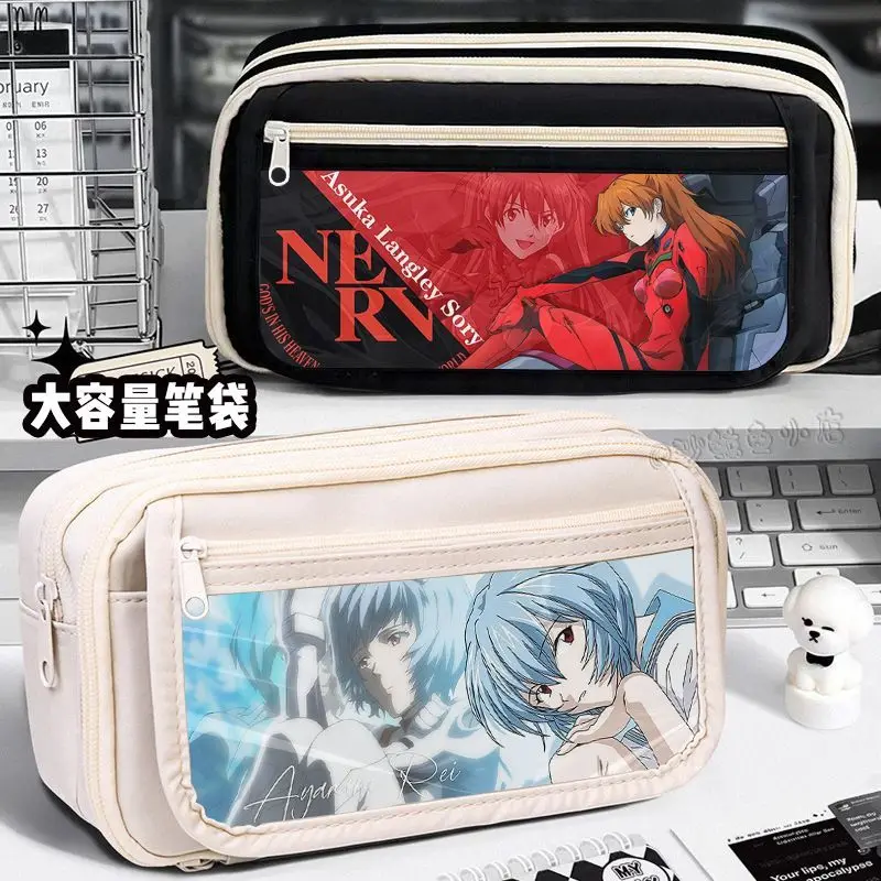 Neon genesis evangelionasuka langley soryu dos desenhos animados criativo lápis caso júnior estudante do ensino médio grande capacidade caixa de papelaria