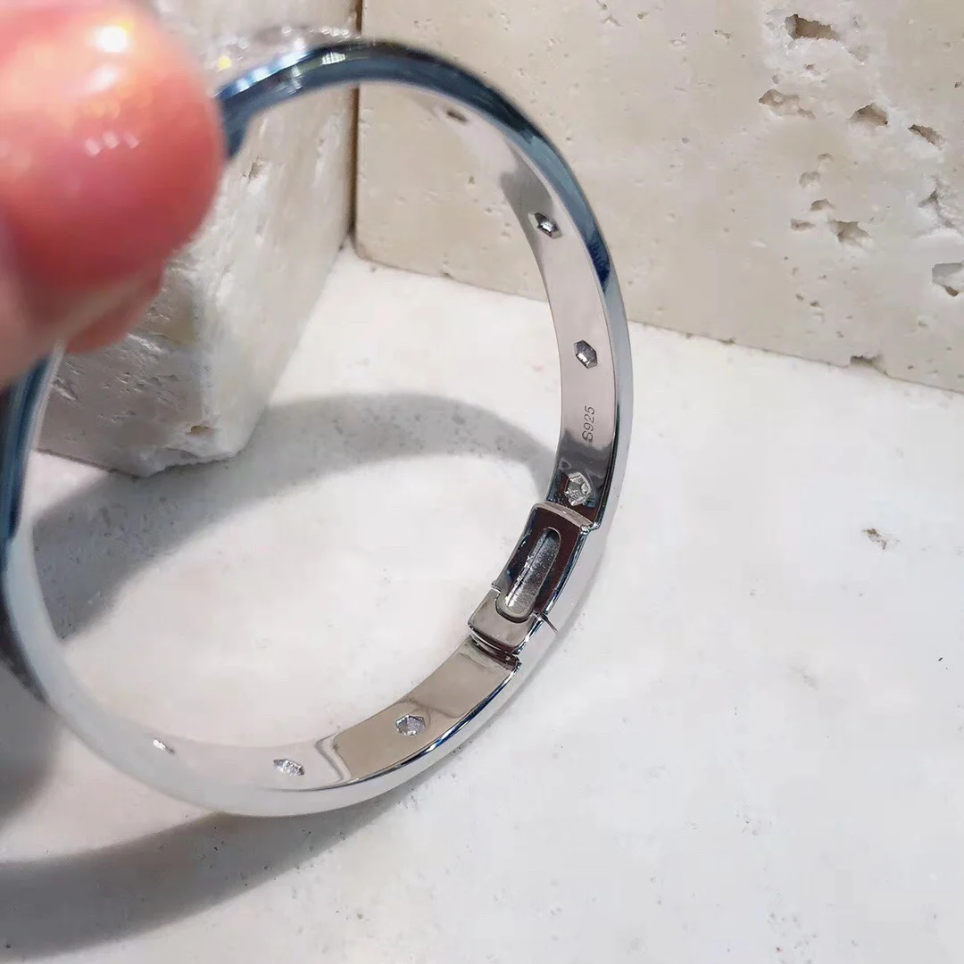 S-M-L-XL 925 فضة عالية الكربون الماس النمر ليوبارد الإسورة أساور غرامة فاخرة غرامة مجوهرات للنساء أو الرجال