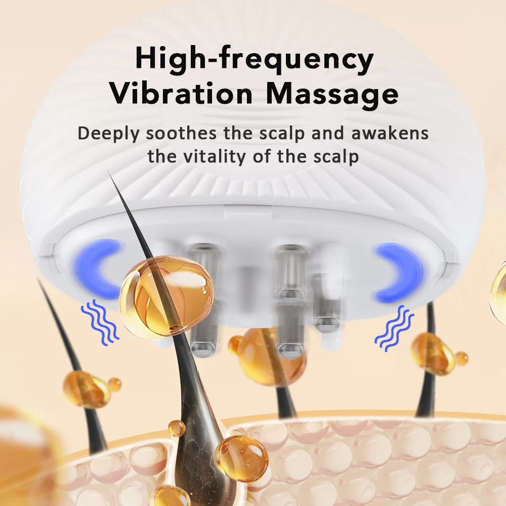 Electric Head Massager Red Blue LED Light Hair Growth Oil Serum Applicator Micro-current Hair Growth Head Vibration Massage