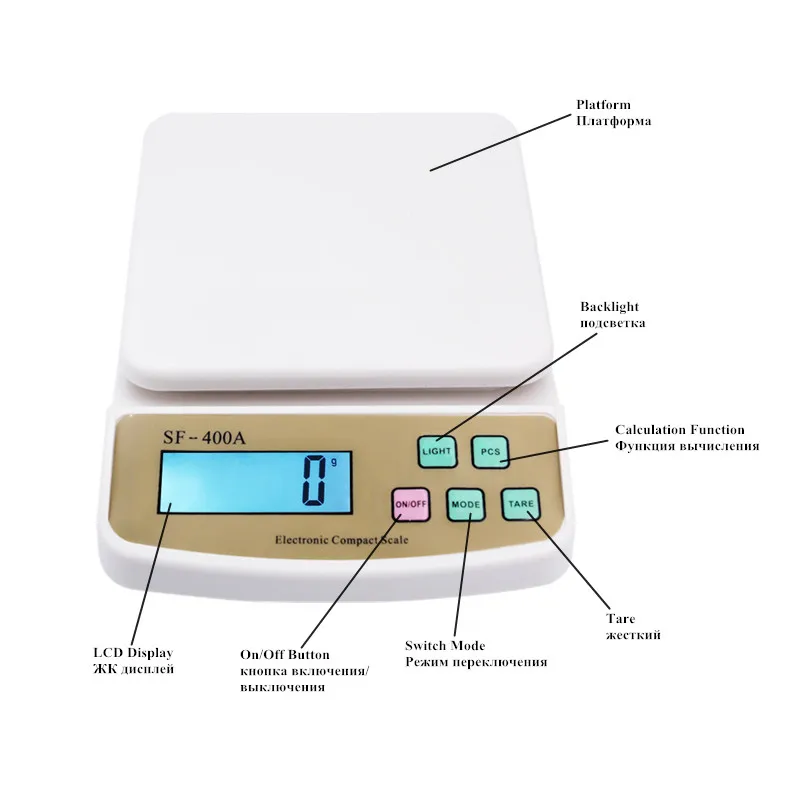 T50 2/5/10Kg 1g/0.1g Libra Digital Kitchen Scales Counting Weighing electronic balance scale SF-400A English button