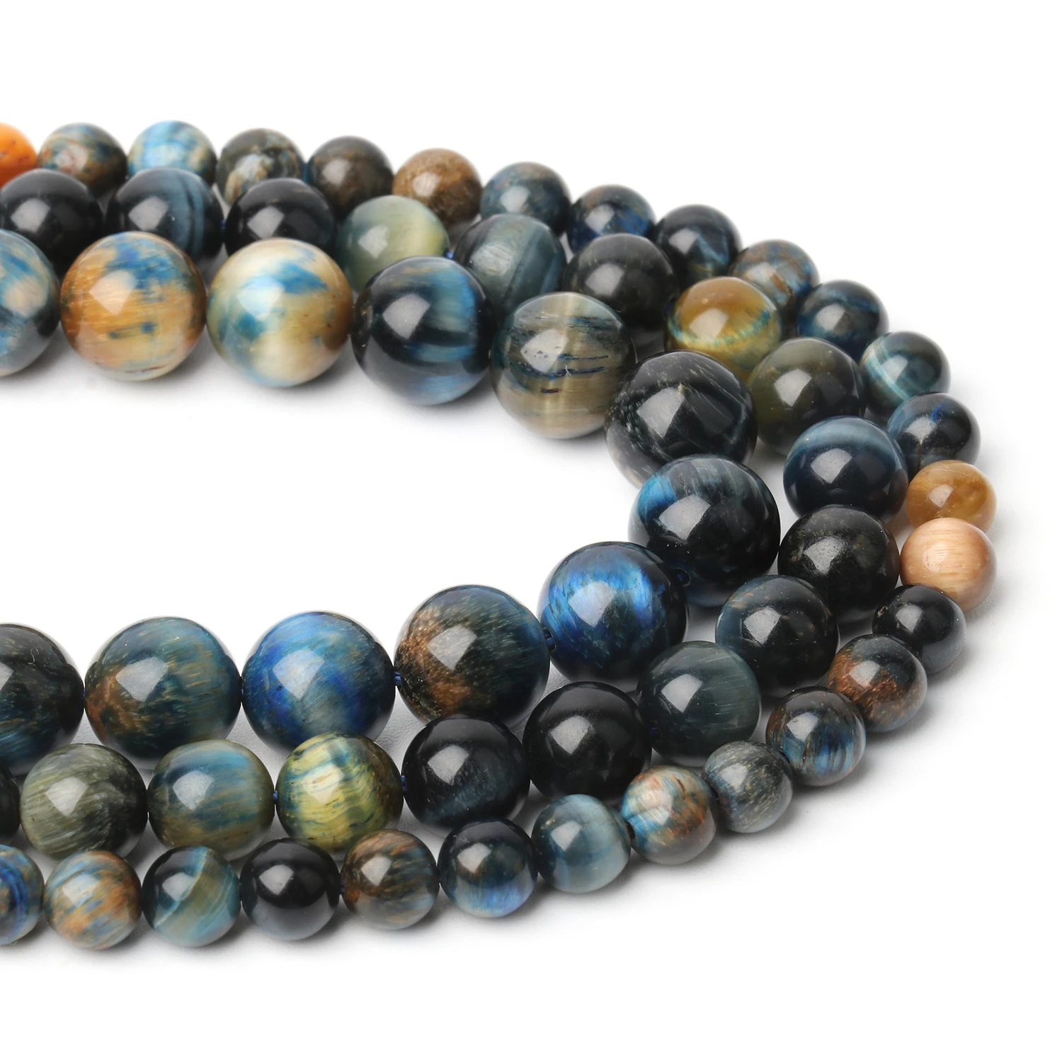 6 8 10mm AAA Natural Yellow Blue Dream Tiger Eye Stone Beads Loose Spacer Round Beads For Jewelry Making DIY Chrams 15\'\'