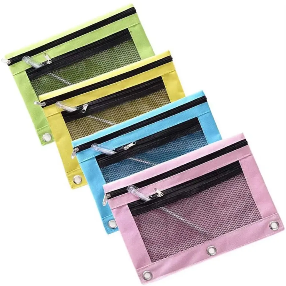 Trousse à crayons portable en toile, double compartiment avec fermeture éclair, pour documents et dossiers, idéale pour le bureau