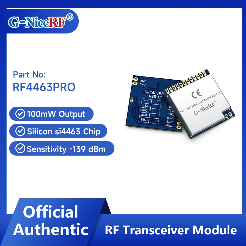 

G-NiceRF | 2PCS RF4463PRO CE/ FCC Certified Si4463 Long Distance RF Transceiver Module