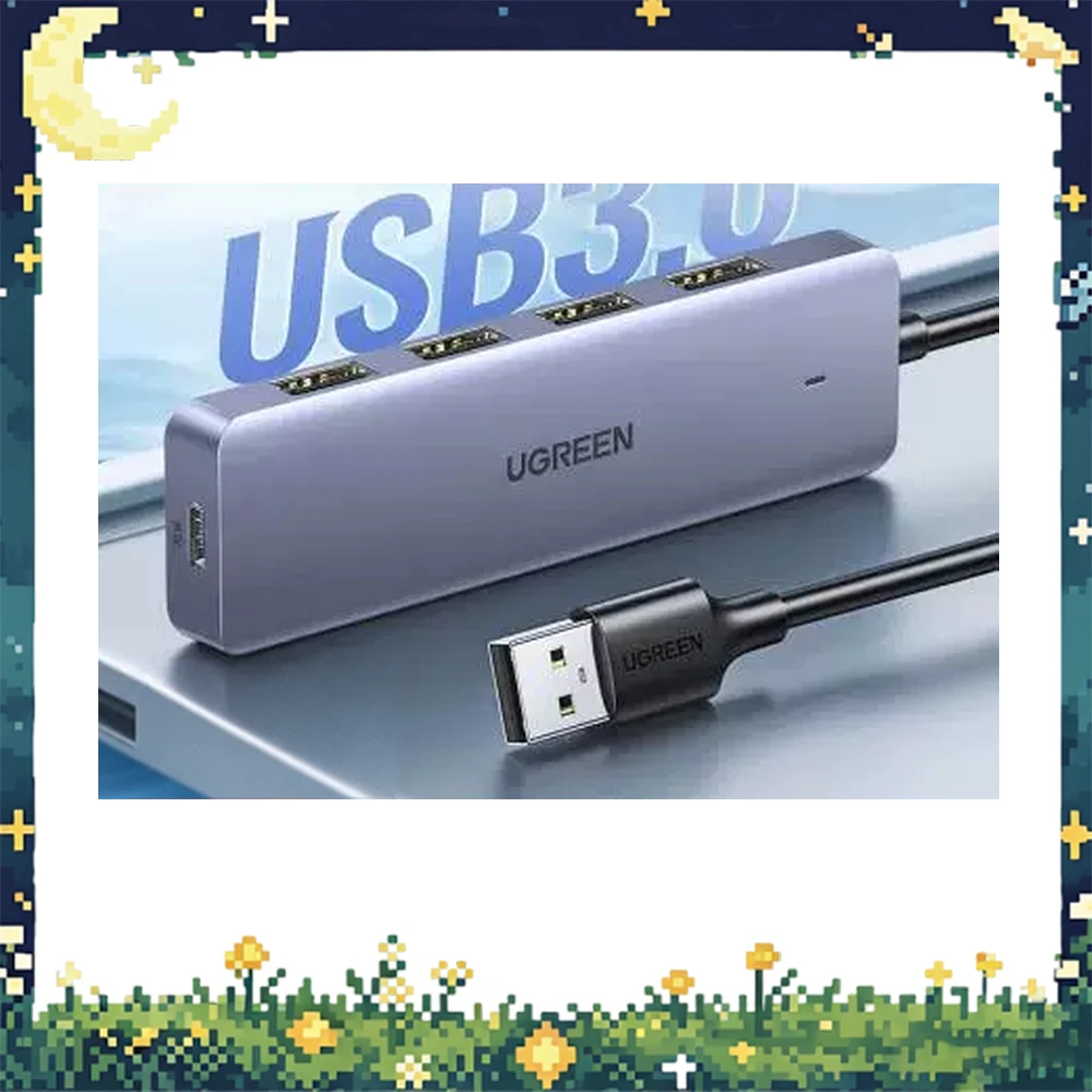 UGREEN 15919 USB 3.0 Hub 4-Port 5Gbps 2m Cable Type-C Power Input for Laptop Desktop Keyboard Mouse Flash Drive Hard Drive