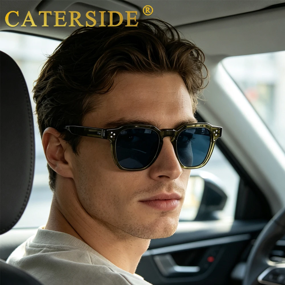 CATERSIDE Retro Punk Men Sunglasses Small Frame Square Personalized Design Sun Glasses Women Travel Party Business Festival Gift