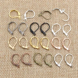 30-50pcs 15x10mm Bronze Gold Silver Plated French Lever Earring Hooks Wire Settings Base Hoops Earrings For DIY Jewelry Making