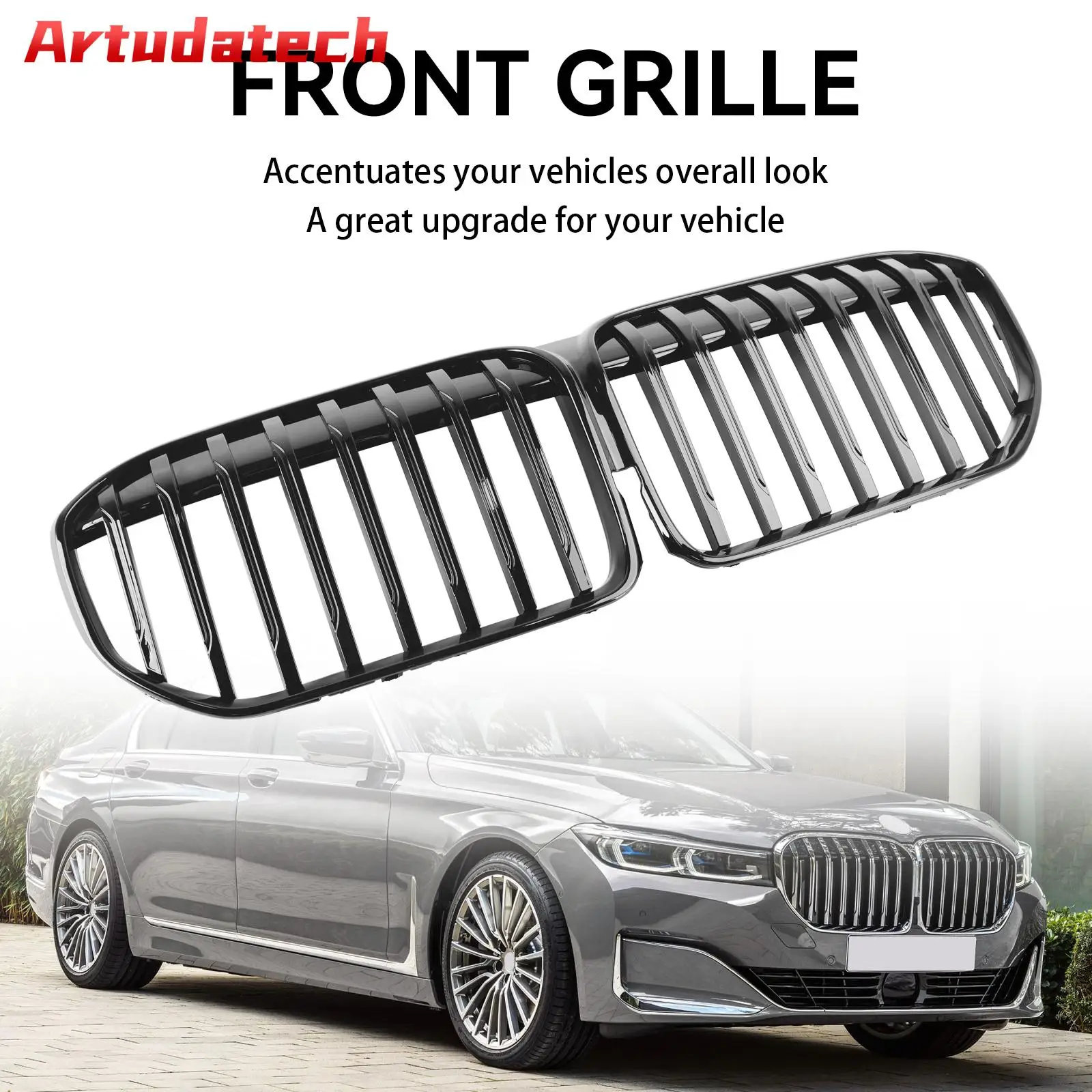 

Artudatech Gloss Black Front Grill Grille Fit For BMW 7 Series G11 G12 2019-2022 Single Slat