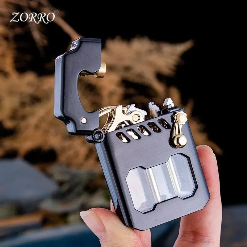 2025 New Zorro Kerosene Lighter Cyber Mecha Transparent Bin Rocker Cool Classic Torrens Tide Men Lighters Wholesale